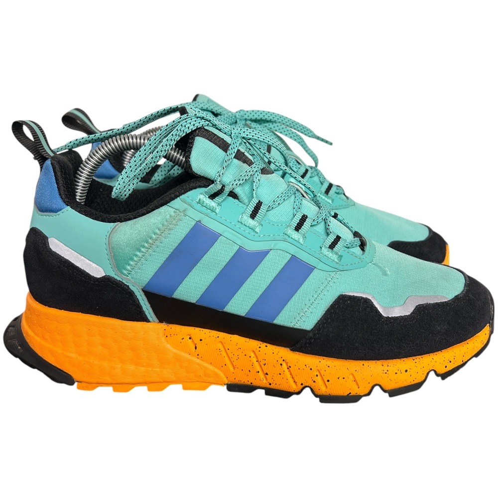 Adidas ZX 1K Boost Hazy Teal Orange Black GX6568 Mens Size 8.5 Sneakers
